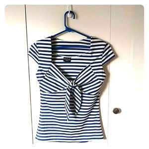 Rock Steady White & Blue Stripe Top